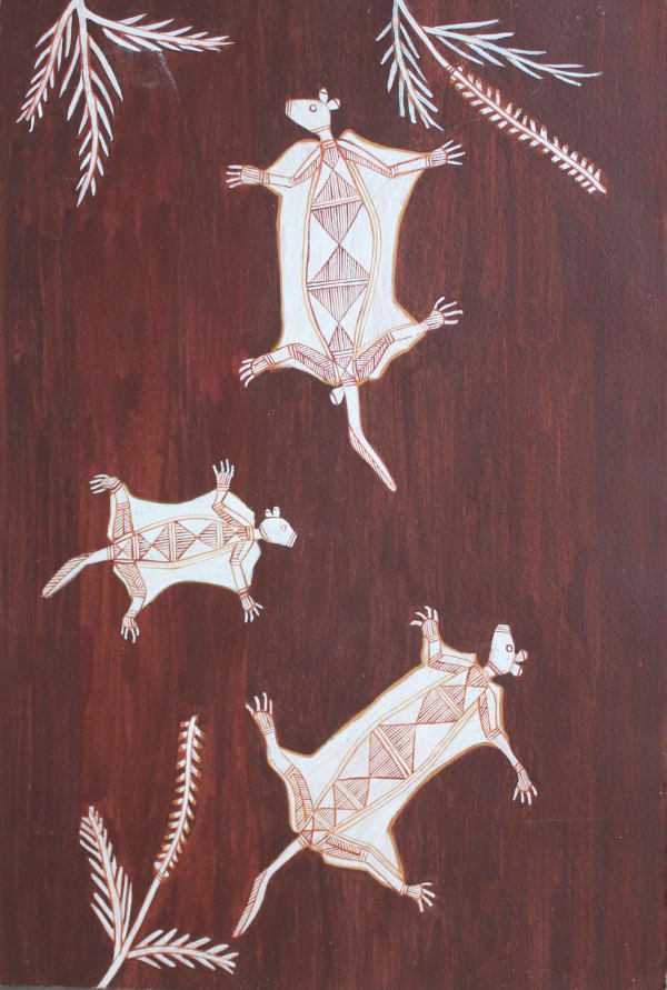 Gavin Namarnyilk Lambalk (Sugar Gliders), 2015 ochre on Arches paper (framed) 76 x 51 cm 29 7/8 x 20 1/8 in
