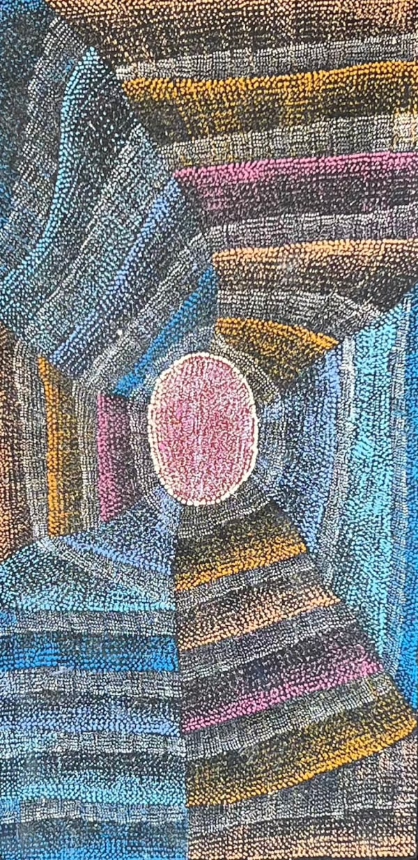 Agnes Nampijinpa Brown Ngapa Jukurrpa (Water Dreaming) - Mikanji, 2022 acrylic on linen 91 x 46 cm 35 7/8 x 18 1/8 in