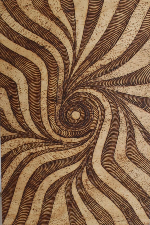 Cynthia Burke Whirlwind, 2018 burnt etching on plywood 60 x 40 cm 23 5/8 x 15 3/4 in