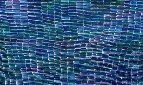 Jeannie Mills Pwerle Yam Dreaming, 2022 acrylic on linen 120 x 206 cm 47 1/4 x 81 1/8 in
