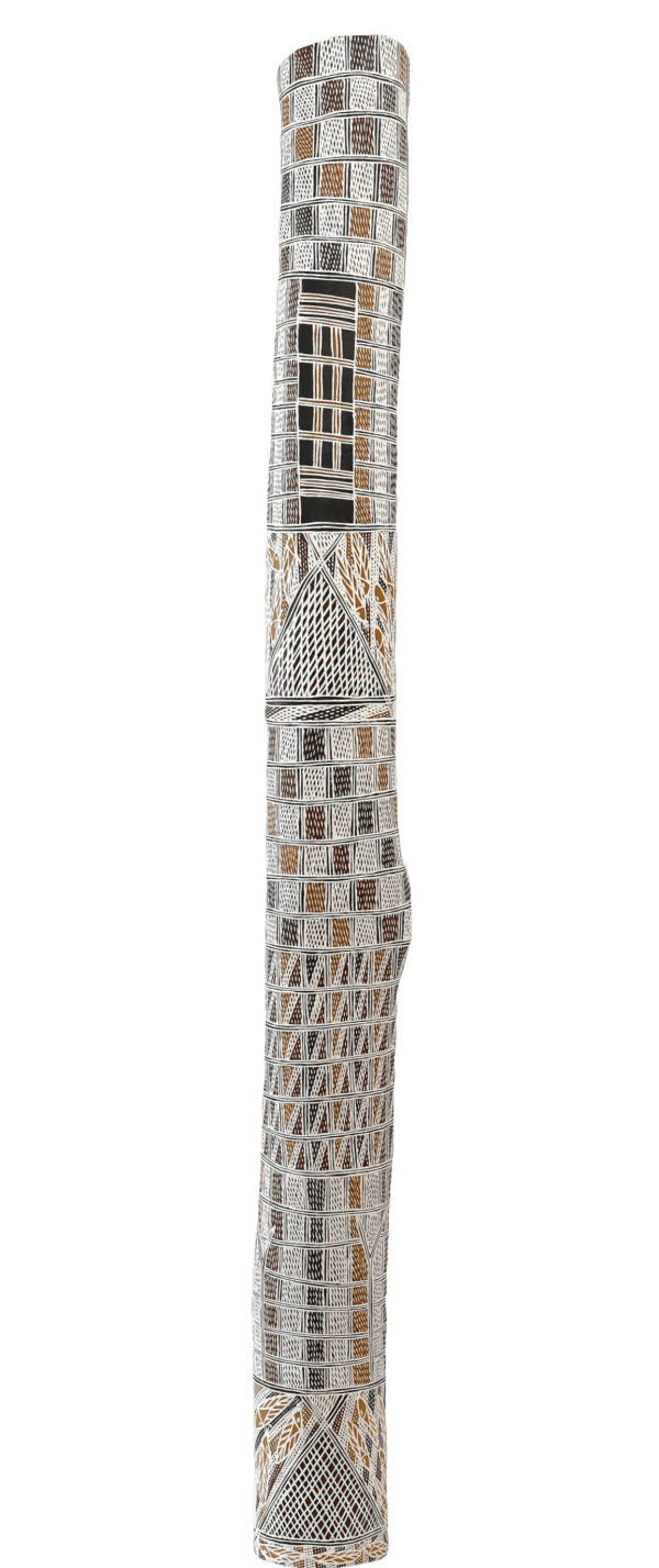 Beyamarr #1 Mununggurr Djapu Design, 2022 earth pigments on stringybark 171 x 15.5 cm 67 3/8 x 6 1/8 in