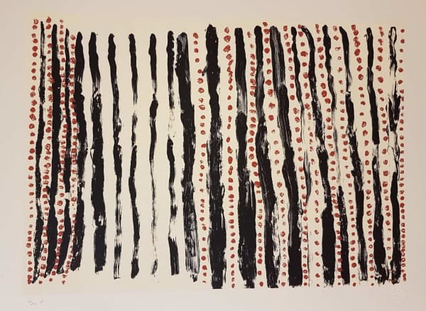 Marie Jabinee Durrmu: Body Paint Design 1/20, 2017 Silkscreen on paper (framed) 42 x 60 cm (image size) 16 1/2 x 23 5/8 in