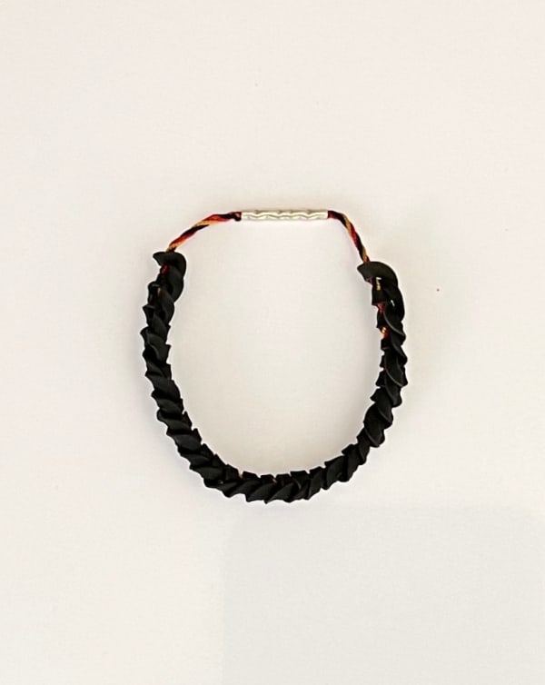 Dominic White Bracelet, 2022 silver, kelp, silk 9 x 9 x 1 cm