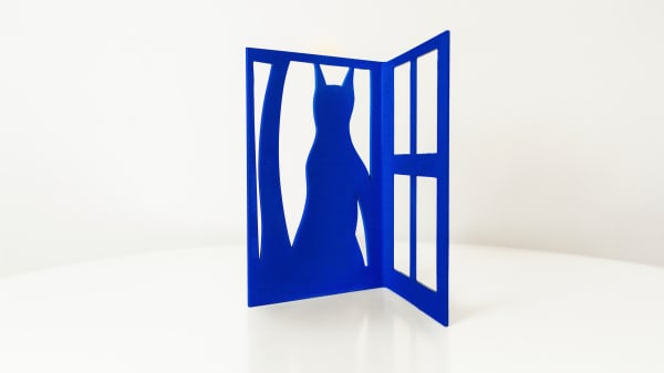 Charles Blackman Seated Cat at the Window, c.2008/2016 Bronze, Powder Coloured, ( French Blue Patina ) 25 x 18.5 cm 9 7/8 x 7 1/4 in 2/9