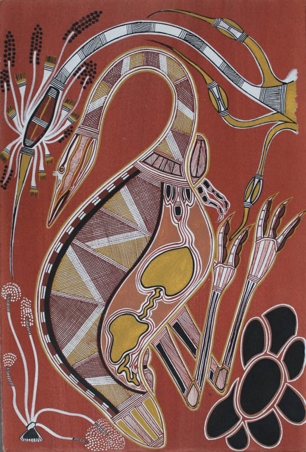 Gabriel Maralngurra Kurdukadji (Emu), 2016 acrylic on Arches paper 61 x 41 cm 24 1/8 x 16 1/8 in
