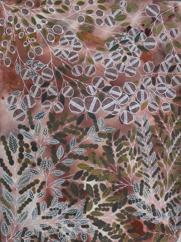 Graham Badari Mandjarduk (Red Apple), 2020 ochre and acrylic on Arches paper (framed) 102 x 76 cm 40 1/8 x 29 7/8 in