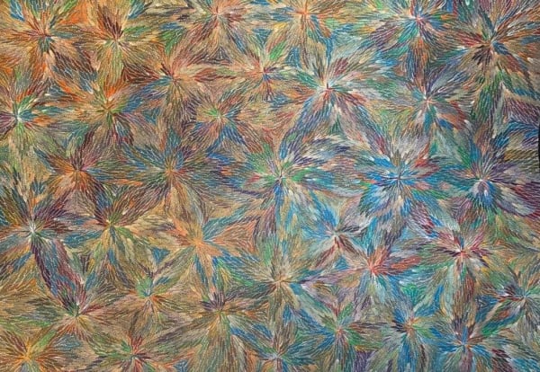 Bernadine Kemarre Bush Medicine Leaves , 2021 acrylic on canvas 145 x 195 cm 57 1/8 x 76 3/4 in