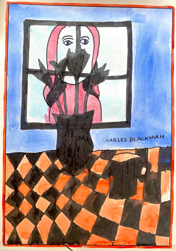 Charles Blackman Woman at the Window, c. 2015 Ink and watercolour on paper (unframed) 70 x 50 cm (image size) 27 1/2 x 19 3/4 in