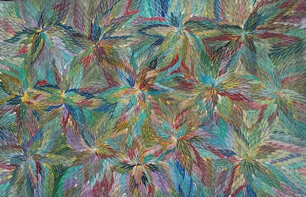 Bernadine Kemarre Bush Medicine Leaves, 2022 acrylic on linen 100 x 147 cm 39 3/8 x 57 7/8 in