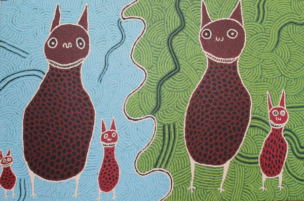 Carlene Thomson Carlene's Mamu - Spirit Figures, 2025 acrylic on canvas 100 x 150 cm 39 3/8 x 59 in