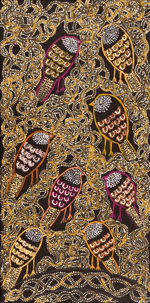 Geraldine Napangardi Granites Ngalyipi Jukurrpa (Snake Vine Dreaming) - Purturlu, 2020 acrylic on linen 61 x 30 cm 24 1/8 x 11 3/4 in