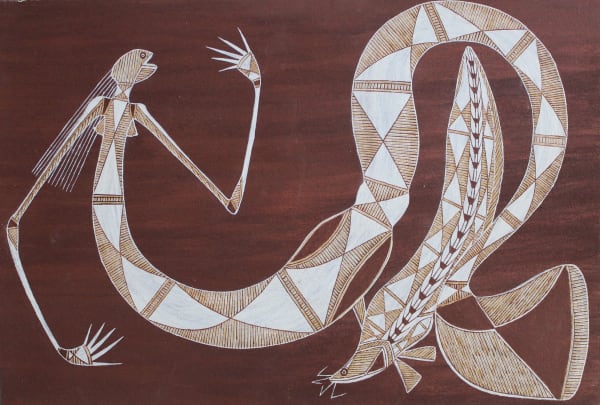 Graham Badari Yawkyawk (Water Spirit), 2018 ochre on Arches paper (framed) 51 x 76 cm 20 1/8 x 29 7/8 in