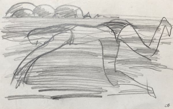 Charles Blackman The Diver, c.1954 pencil on paper (unframed) 12 x 20 cm (image size) 4 3/4 x 7 7/8 in