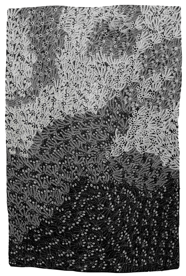Muluymuluy Wirrpanda Buḻwutja, 2020 earth pigments on stringybark 108 x 72 cm 42 1/2 x 28 3/8 in