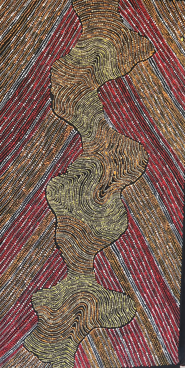 Chantelle Nampijinpa Robertson Ngapa Jukurrpa (Water Dreaming) - Puyurru, 2023 acrylic on linen 122 x 61 cm 48 x 24 in