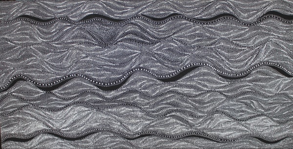 Marshall Jangala Robertson Watiya-warnu (Seed Dreaming) , 2019 acrylic on linen 91 x 183 cm 35 7/8 x 72 1/8 in