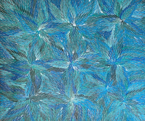 Bernadine Kemarre Bush Medicine Leaves acrylic on linen 82 x 93 cm 32 1/4 x 36 5/8 in