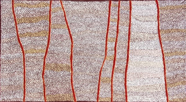 Jeannie & Katie Walatinna Yankunytjatjara Ngura (Country), 2023 acrylic on linen 112 x 198 cm 44 1/8 x 78 in