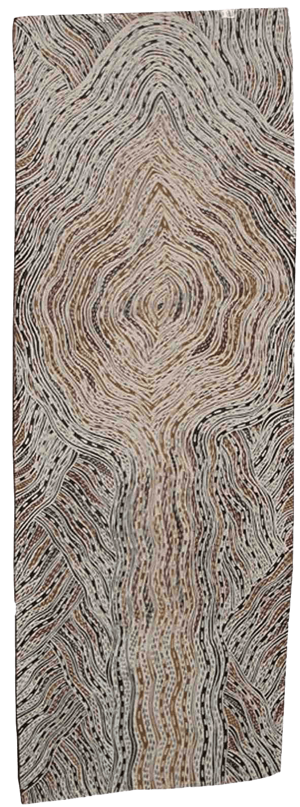 Yalmakany Marawili Lulumu Ochres on bark 101 x 36 cm 39 3/4 x 14 1/8 in