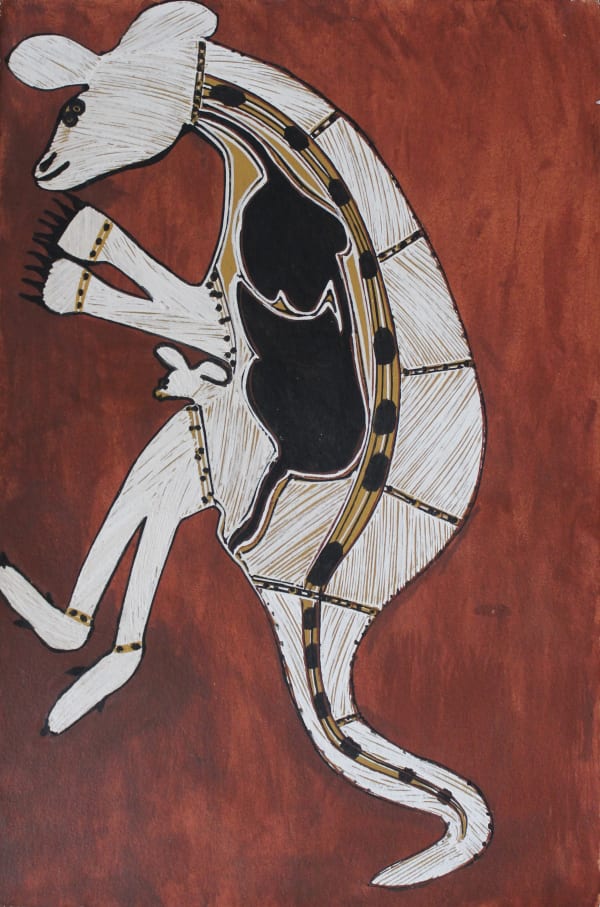 Joe Guymala Kunj (Kangaroo), 2015 ochre on Arches paper (unframed) 76 x 51 cm 29 7/8 x 20 1/8 in