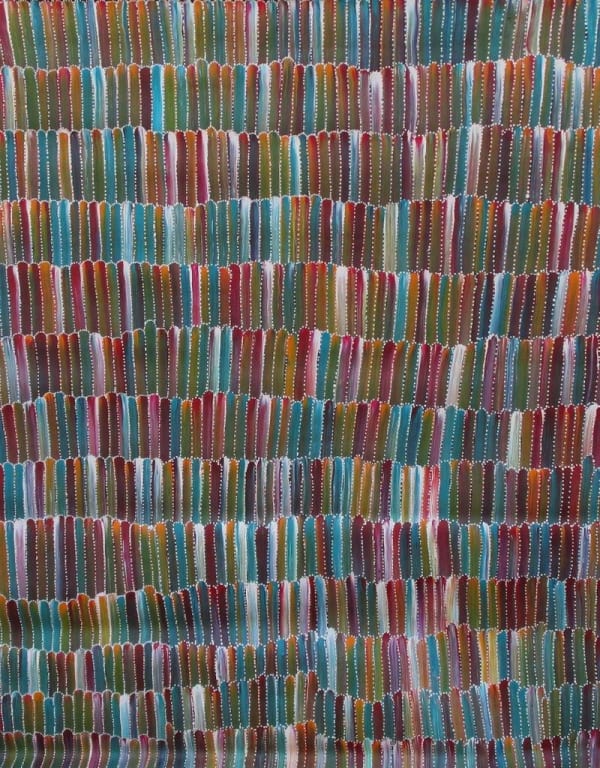 Jeannie Mills Pwerle Yam Dreaming , 2021 acrylic on linen 102 x 82 cm 40 1/8 x 32 1/4 in