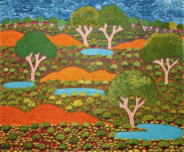Selina Teece Pwerle Father's Country, 2023 acrylic on canvas 100 x 120 cm 39 3/8 x 47 1/4 in