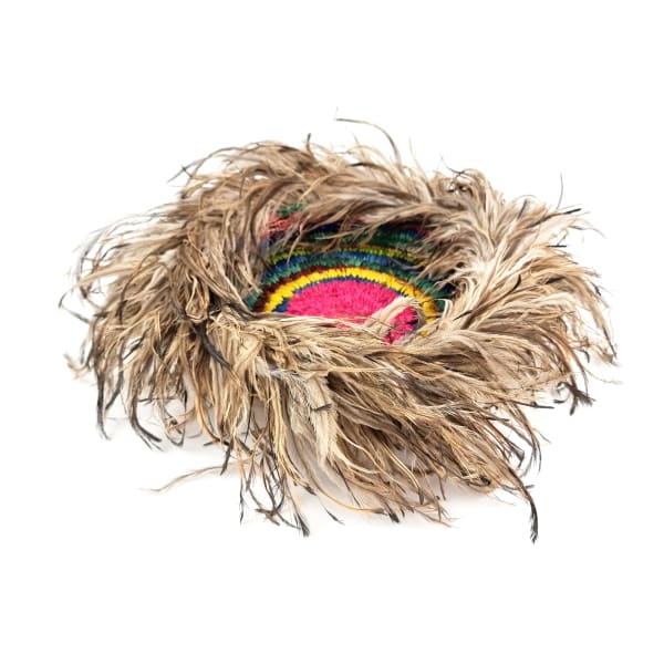 Michelle Mattassia Basket, 2022 tjanpi (grass), raffia, wipe (emu feathers) 8 x 40 cm 3 1/8 x 15 3/4 in