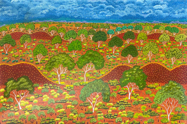 Selina Teece Pwerl My Father's Country, 2024 acrylic on canvas 84 x 122 cm 33 1/8 x 48 in