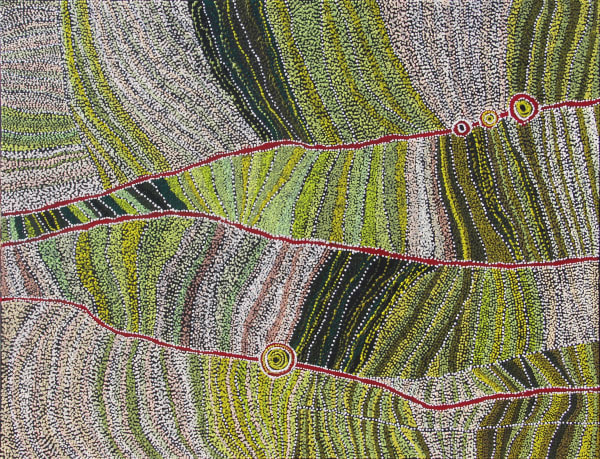 Jeannie & Katie Walatinna Ngura (country), 2022 acrylic on linen 152 x 198 cm 59 7/8 x 78 in