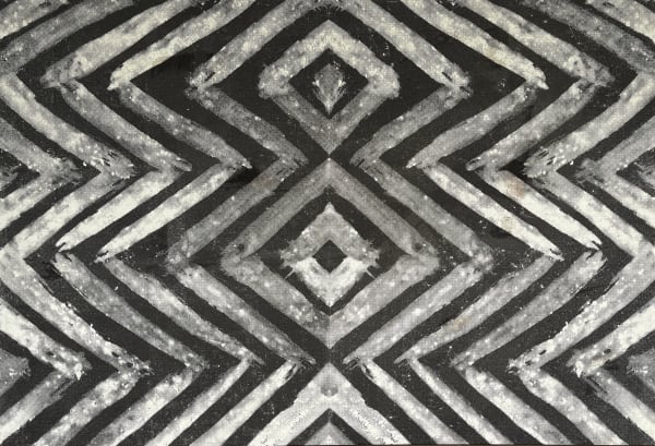 Eric Brown Men's Business screen printing medium, ochres, charcoal on linen 104 x 160 cm 41 x 63 in