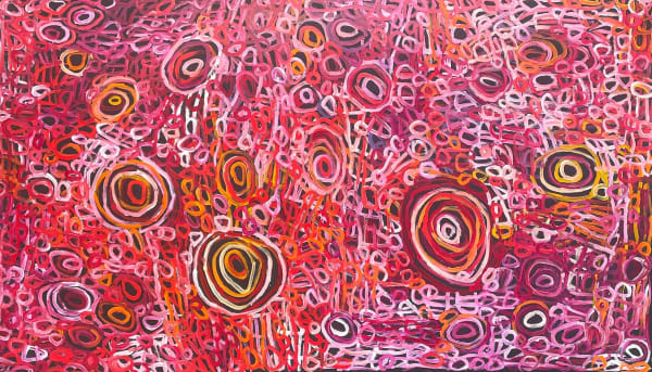 Charmaine Pwerle Awelye - Women's Ceremony, 2024 acrylic on linen 88 x 151.5 cm 34 5/8 x 59 5/8 in