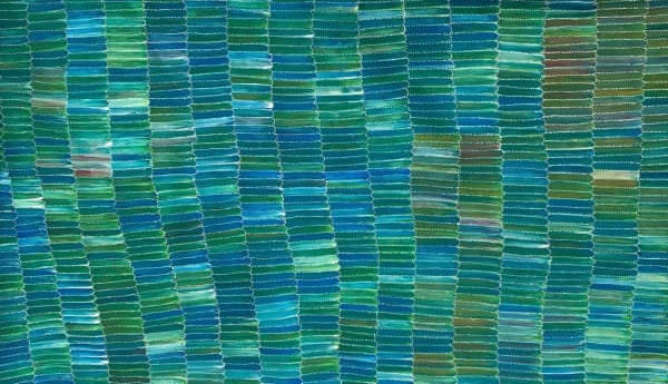 Jeannie Mills Pwerle Yam Dreaming, 2022 acrylic on linen 110 x 198 cm 43 1/4 x 78 in