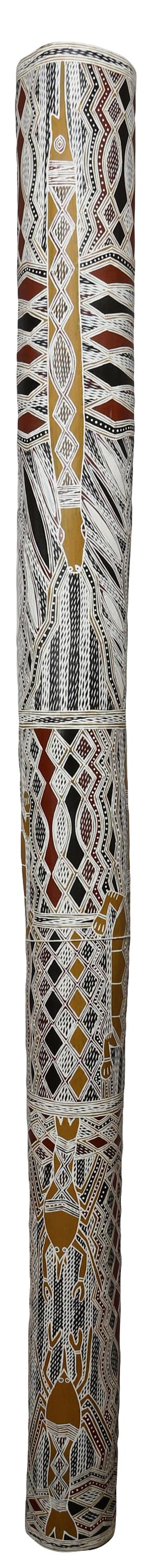 Yinimala Gumana ochres on wood 188 x 16 cm 74 1/8 x 6 1/4 in