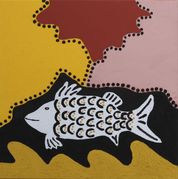 Madelene Purdie Kilkayi, Argyle Diamond Dreaming, 2020 ochres on canvas 45 x 45 cm 17 3/4 x 17 3/4 in