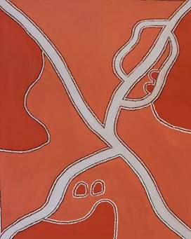 Dora Griffiths Goongoolooloo - Wickham River , 2019 ochre on canvas 100 x 80 cm 39 3/8 x 31 1/2 in