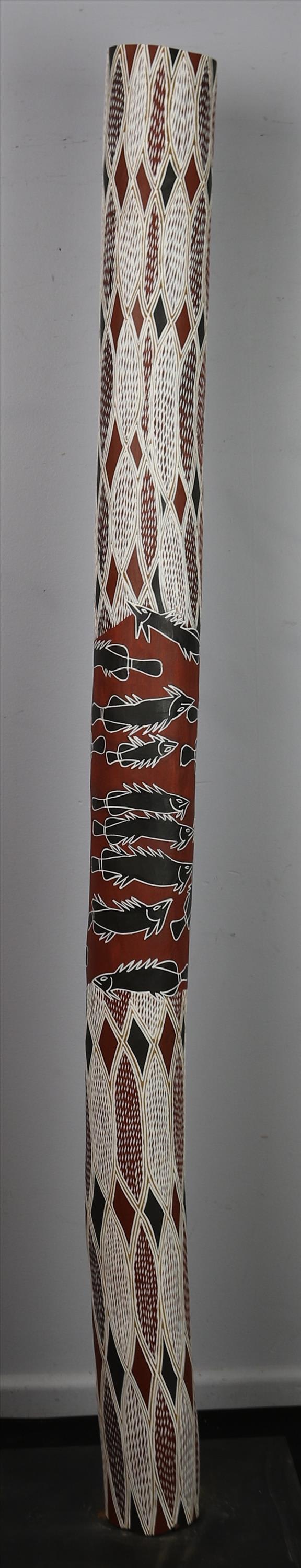 Moyurrurra Wunungmurra Baliny - larrakitj, 2017 Earth pigments on Stringybark hollow pole 185 x 14 cm 72 7/8 x 5 1/2 in