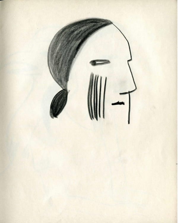Charles Blackman Contemplation , c.1951 Conté crayon on paper (framed) 23 x 18 cm (image size) 9 x 7 1/8 in 41 x 35 cm