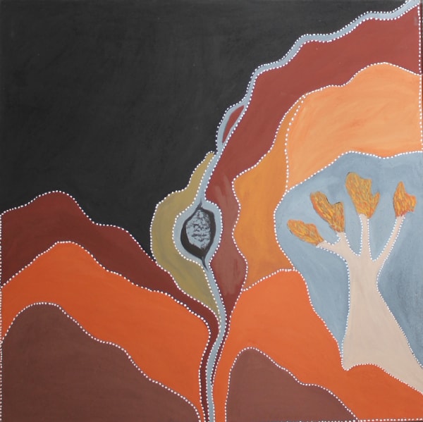 Gordon Barney Birnoo, 2020 ochre and charcoal on canvas 150 x 150 cm 59 1/8 x 59 1/8 in