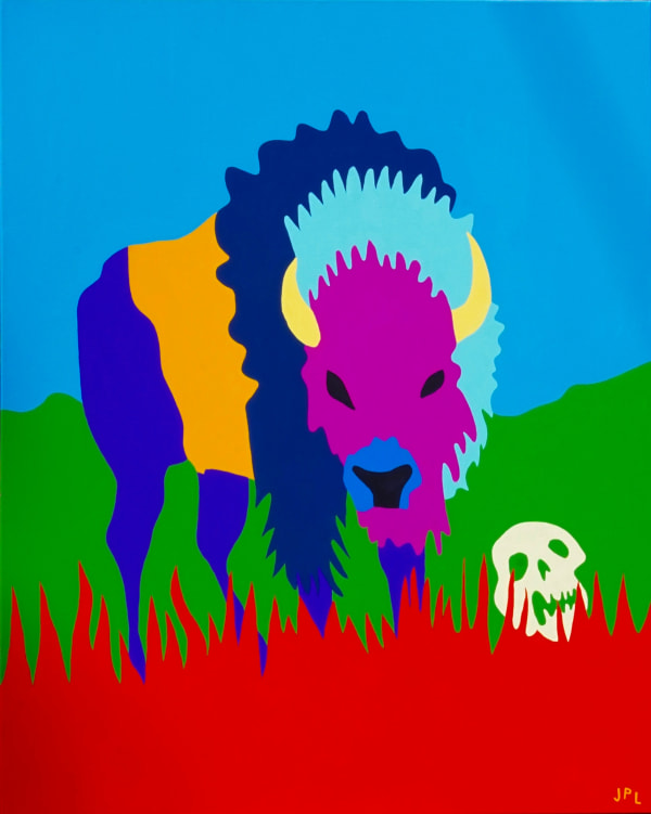 A Bison Minding A Human Skull