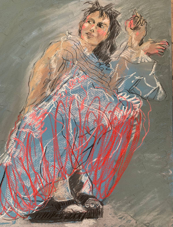 DRAWING CABARET COUTURE, Karina Bond Red Thread Dress by DCC Artist Vanessa Lawrence, 2022