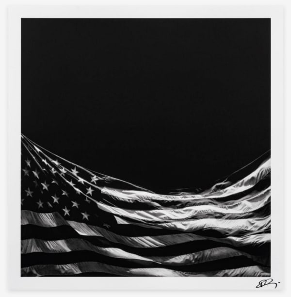 Robert Longo Untitled (Falling Flag), 2025 Signed and dated by the artist, numbered from edition of 415 Nine colour Silkscreen on 410gsm Somerset Tub Sized Satin Radiant White paper with matte varnish seal. 66 x 64 cm 26 x 25 1/4 in