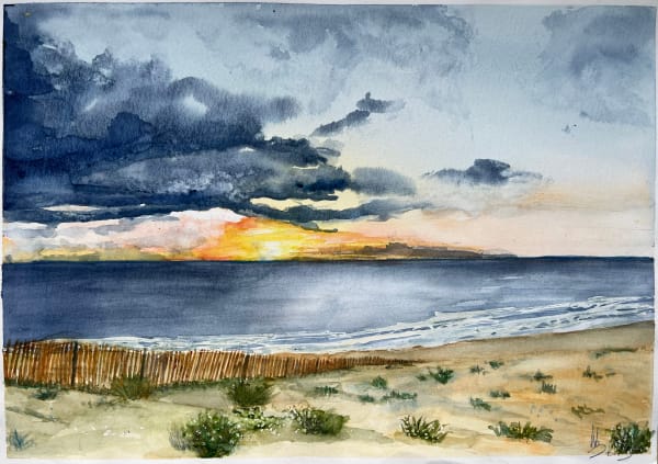 Agnès Loumagne-Bondu, Coucher de soleil côte atlantique Lacanau, 2023