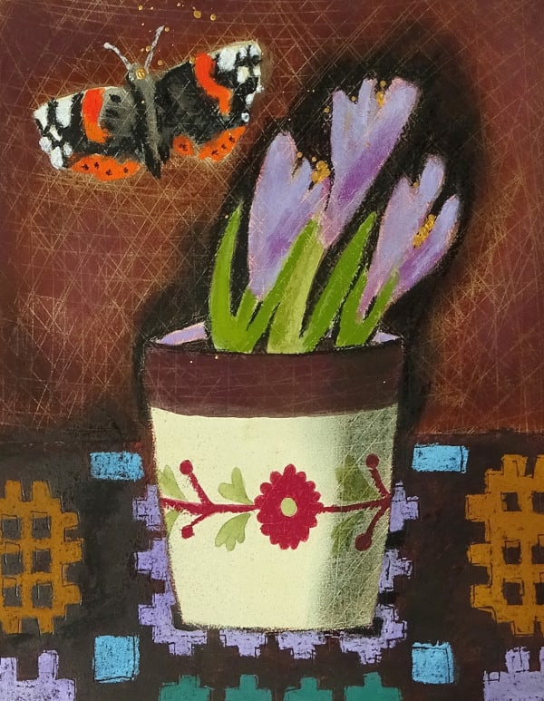 Susan Gathercole, Crocuses & Painted Lady, 2024