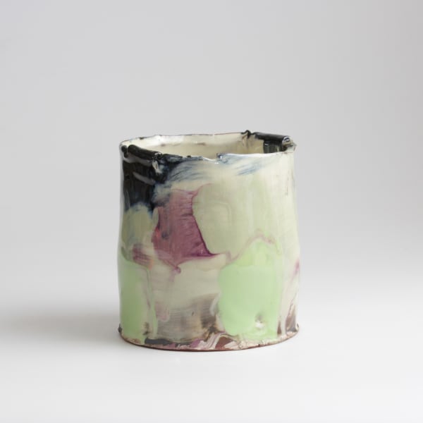 Barry Stedman, Thrown Altered Vessel with Pale Green & Lilac III, 2025