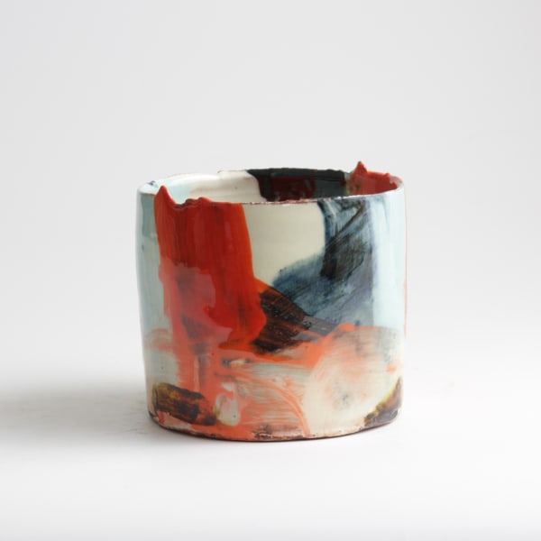 Barry Stedman, (F) Thrown Altered Vessel with Orange & Blue VI, 2025