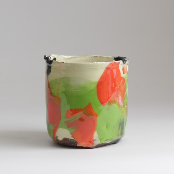 Barry Stedman, Thrown Altered Vessel with Green & Orange VI, 2025