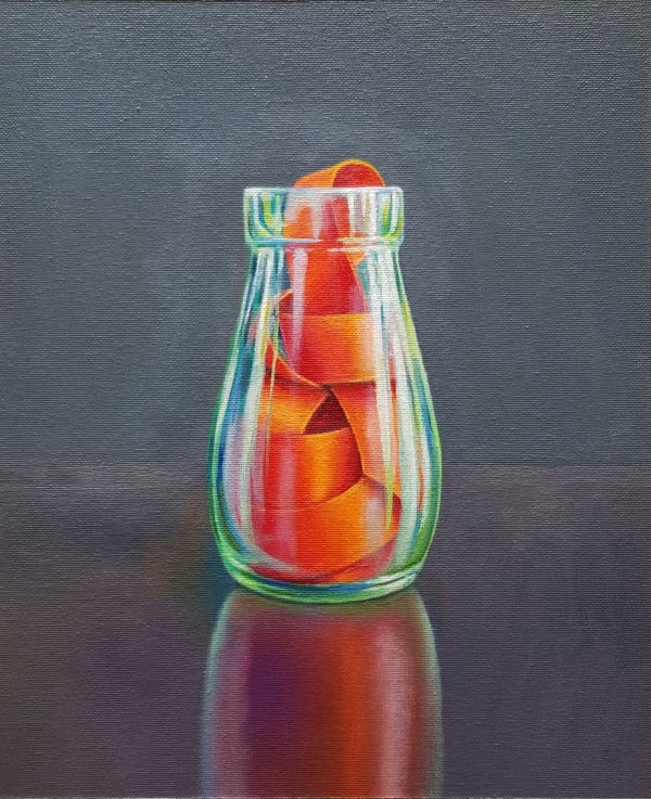James Guy Eccleston, Red Ribbon in Glass Jar, 2024