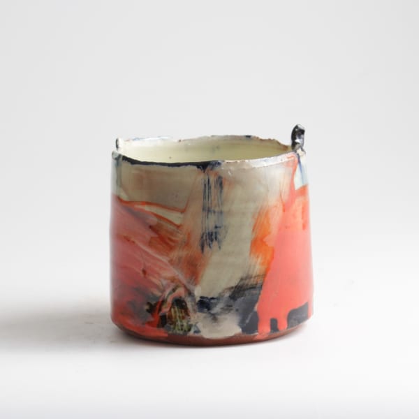 Barry Stedman, (J) Thrown Altered Vessel with Orange & Blue II, 2025