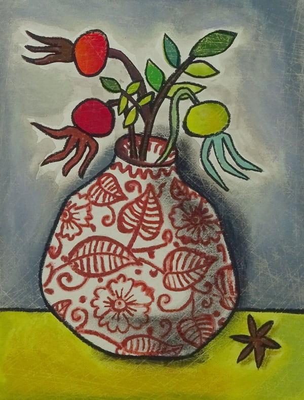 Susan Gathercole, Delft Vase and Rosehips II