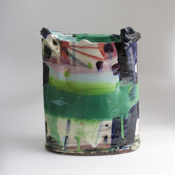 Barry Stedman, Thrown Altered Vessel with Blue & Yellow II, 2024